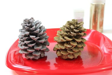 glitter pine cones