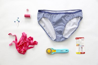 Materials needed for sewing a thong