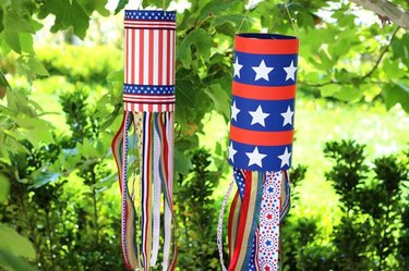 Red, white and blue wind sock.