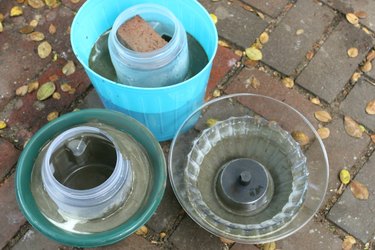 Plastic containers make molds for cement