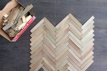 Lay out herringbone pattern with shims