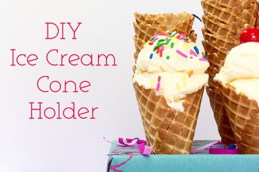 diy ice cream cone holder with ice cream