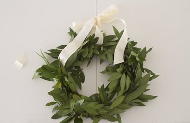 Tie ribbon on wreath