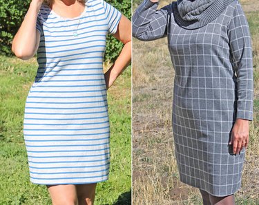 Two dresses made from the same pattern.