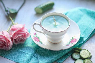 Candle in a vintage teacup