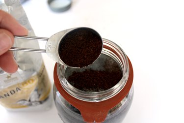 add 1 tablespoon coffee grounds | how to make a wood stain using coffee grounds