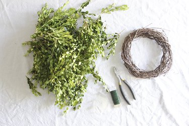 Supplies for boxwood wreath