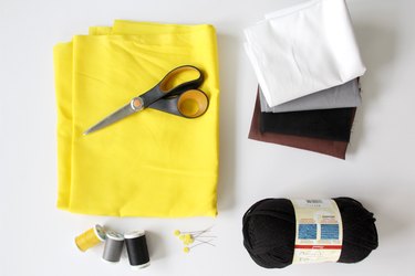 Sewing materials needed for making a minion pillowcase