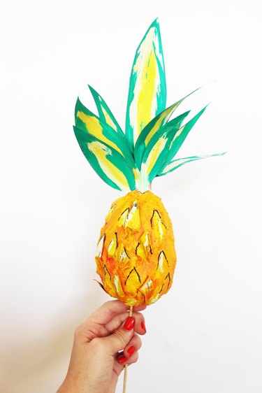 Finished papier-mâché pineapple