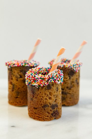 Cookie and milk shot glasses with straws