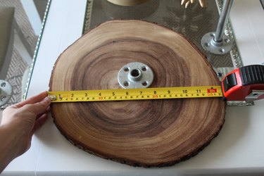 Measuring the center of the wood slice