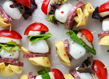 Italian Antipasti Skewers are perfect for parties.