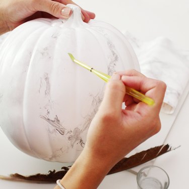 This process can be done on real or faux pumpkins for a chic marbled look