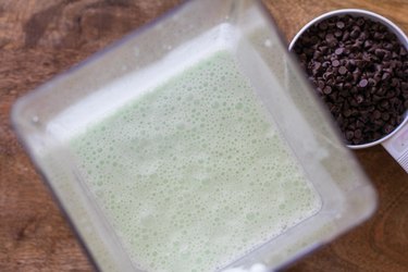 mint ice cream base in a blender