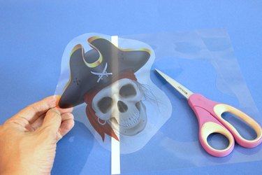 skeleton head printed on transparency film
