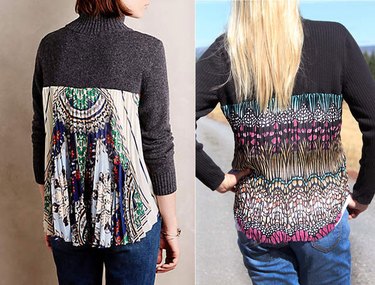 Anthropologie and DIY sweater comparison