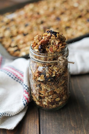 Homemade granola in a jar