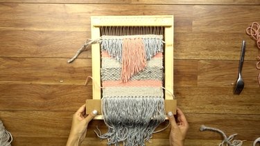 Making a simple woven wall hanging.