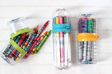 Organize crayons and pens in no-sew zipper cases