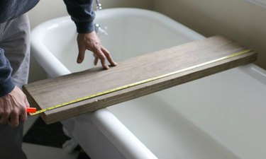 Measuring wood for custom bath caddy