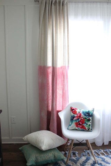 Dyed curtains brighten up any room.