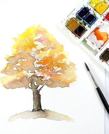 A painting of a tree.