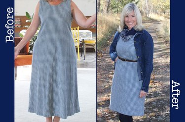 Before and after pictures of dress alteration.