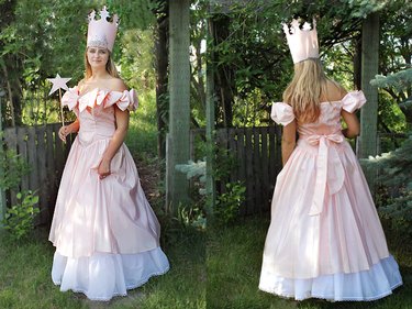 Front and back views of Glinda the Good Witch costume.