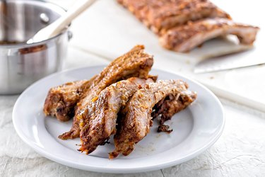 Grilled baby back ribs with apple butter BBQ sauce