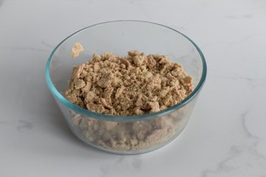 Mix the streusel to form rough clumps.