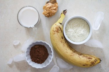 banana, cocoa powder, protein powder, almond butter