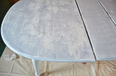 First coat of primer on table