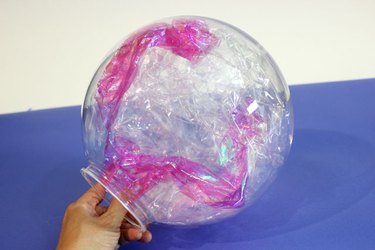 colored cellophane stuffed in globe