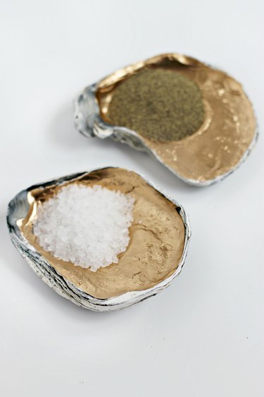 Oyster shell salt and pepper holder