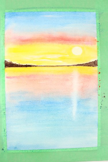 easy watercolour painting sunset