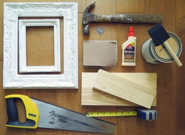 The supplies you need to make shadow box frames.