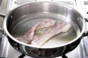 Bacon cooking in the pan