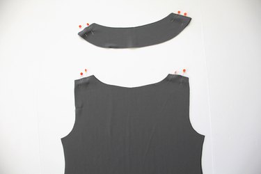 Pin and sew shoulder seams for dress and facing