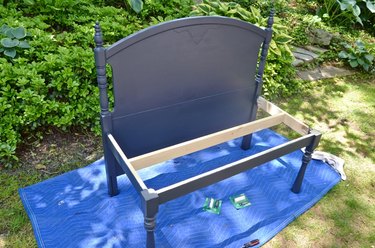 painted headboard and bench legs