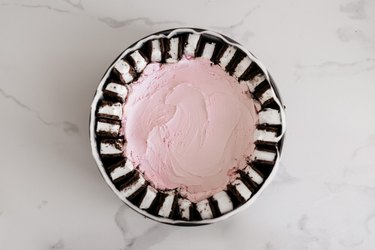 Spread over the strawberry ice cream.