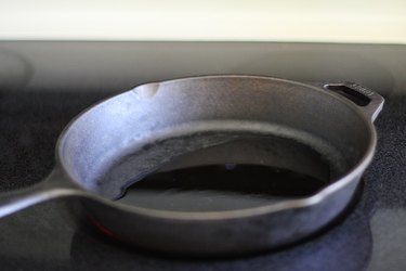 oil in a cast iron skillet