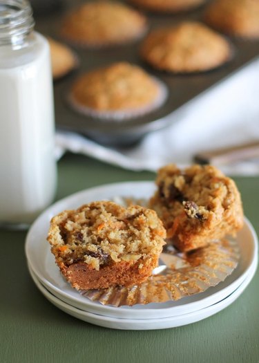 Morning glory muffins with apples, carrots, walnuts