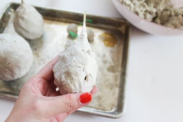 Sculpting papier-mache fruit