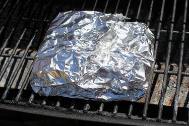 Foil packet on a grill