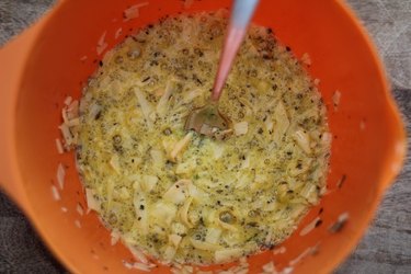 Bowl with cauliflower crust mixture.