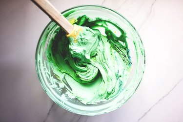 Basic green food coloring being mixed.