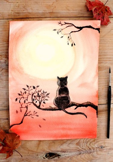A watercolor of a cat.