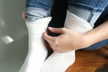 White tube socks for a nerd costume