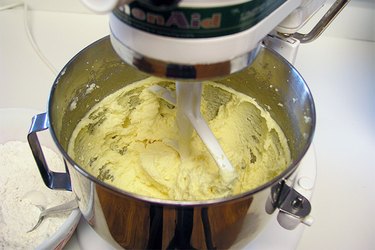 creamed butter, sugar, eggs and almond extract
