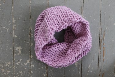 A completed knit cowl.